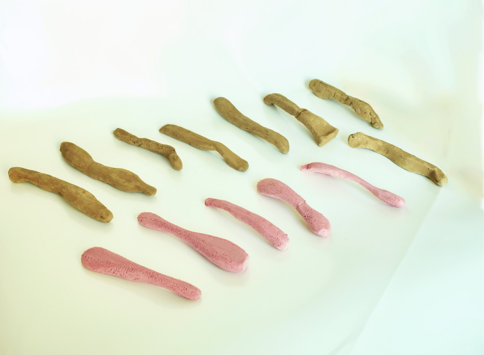 Blossom clay handle studies at full scale