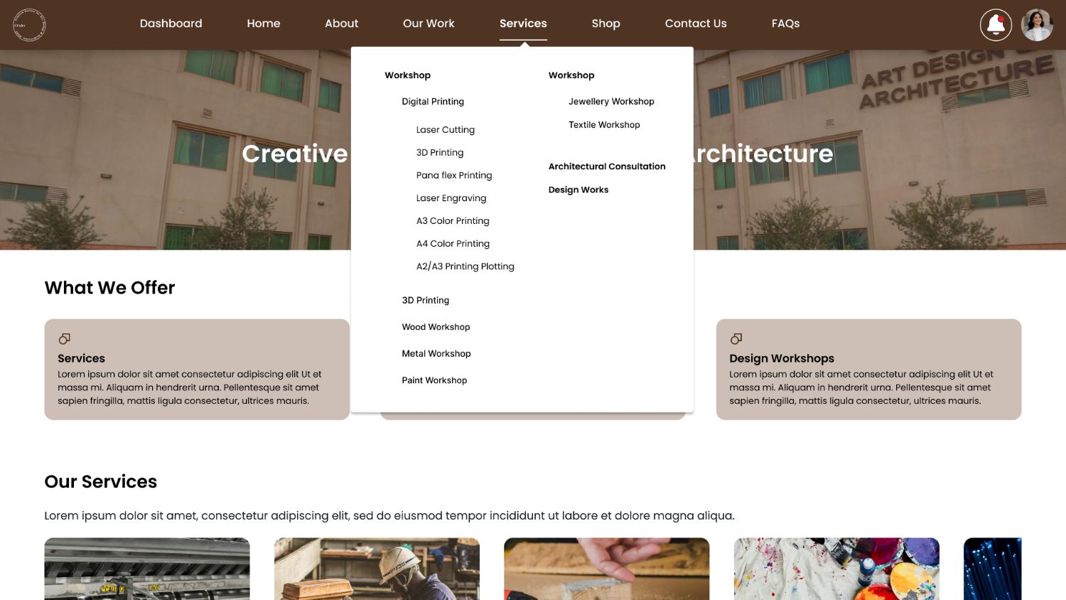 Services mega menu