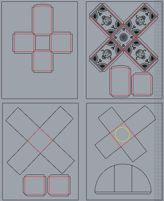 Four dieline variants of the cross net