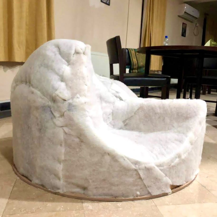 Form built up in foam and batting before covering