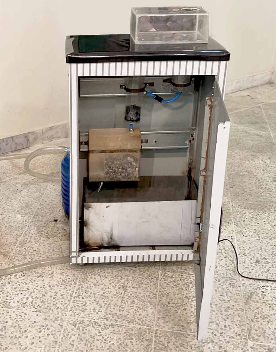 Hydracycle prototype with the door open, showing the internal stack