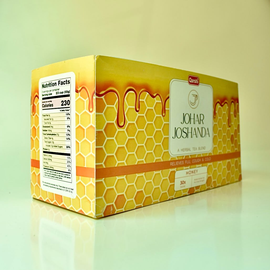Honey box side panel with nutrition facts