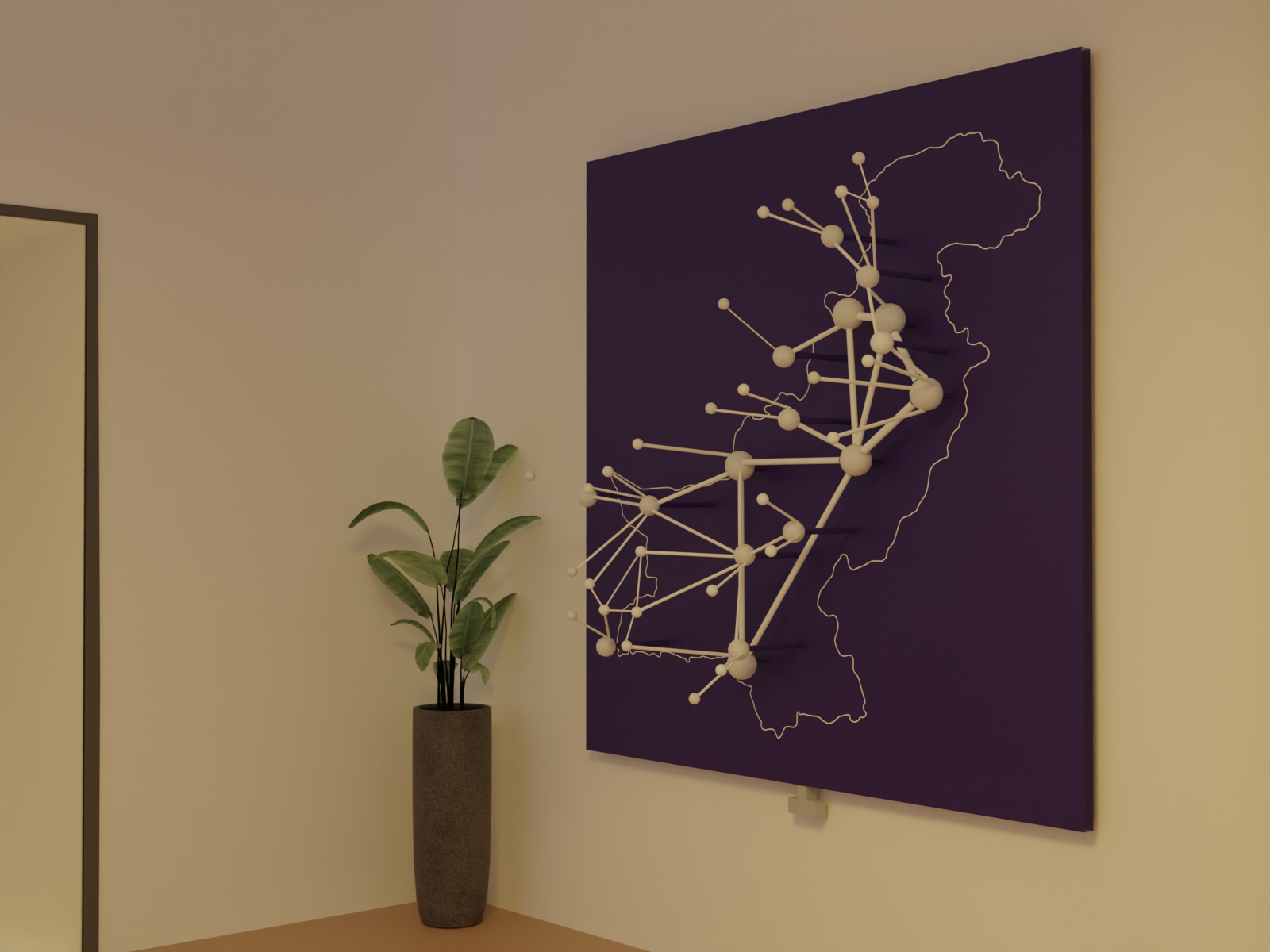 Unlit installation in the empty corridor