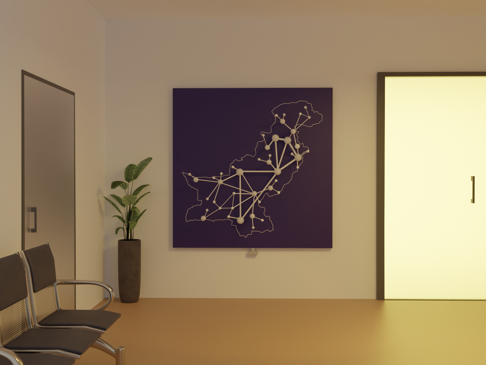 The installation unlit