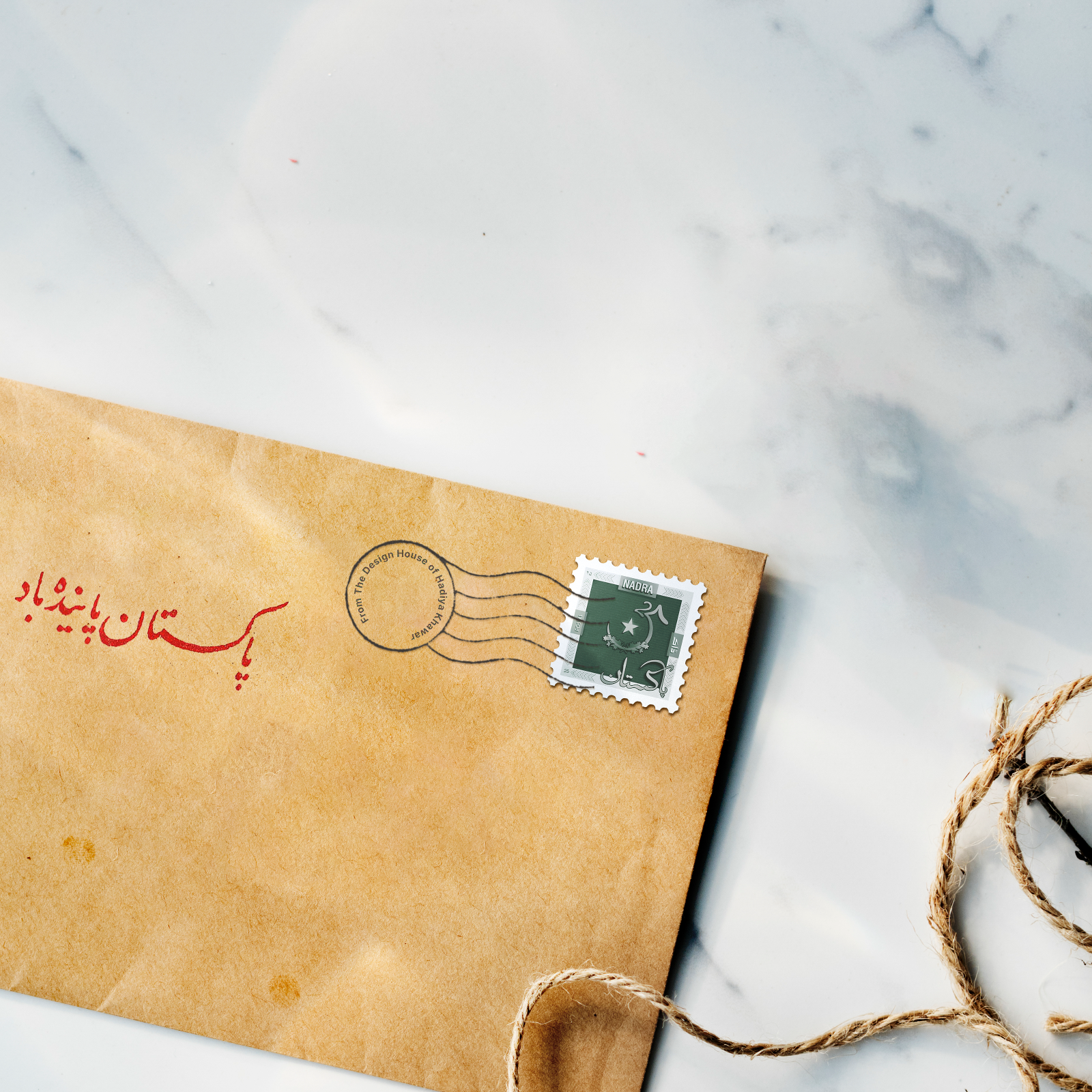 The franked envelope on marble