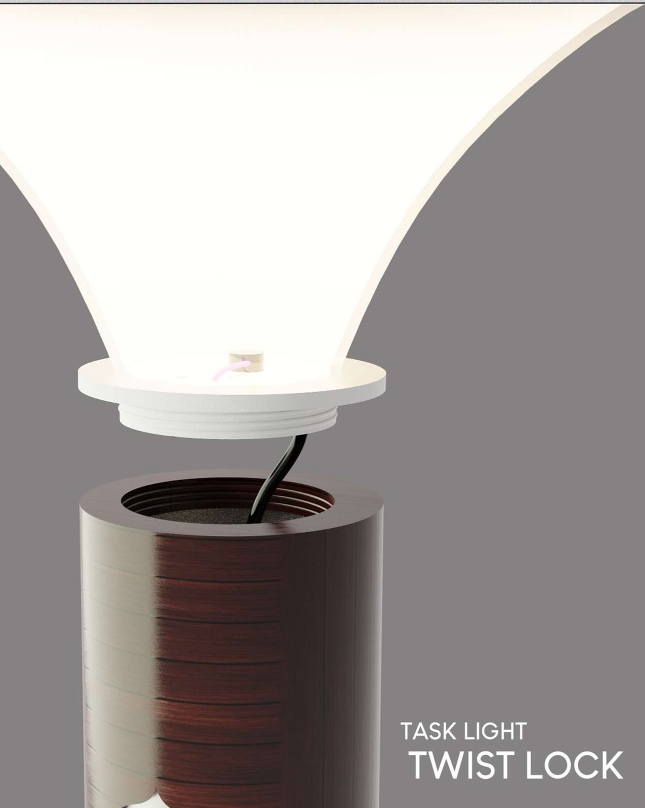 Task light twist-locking into the cylinder