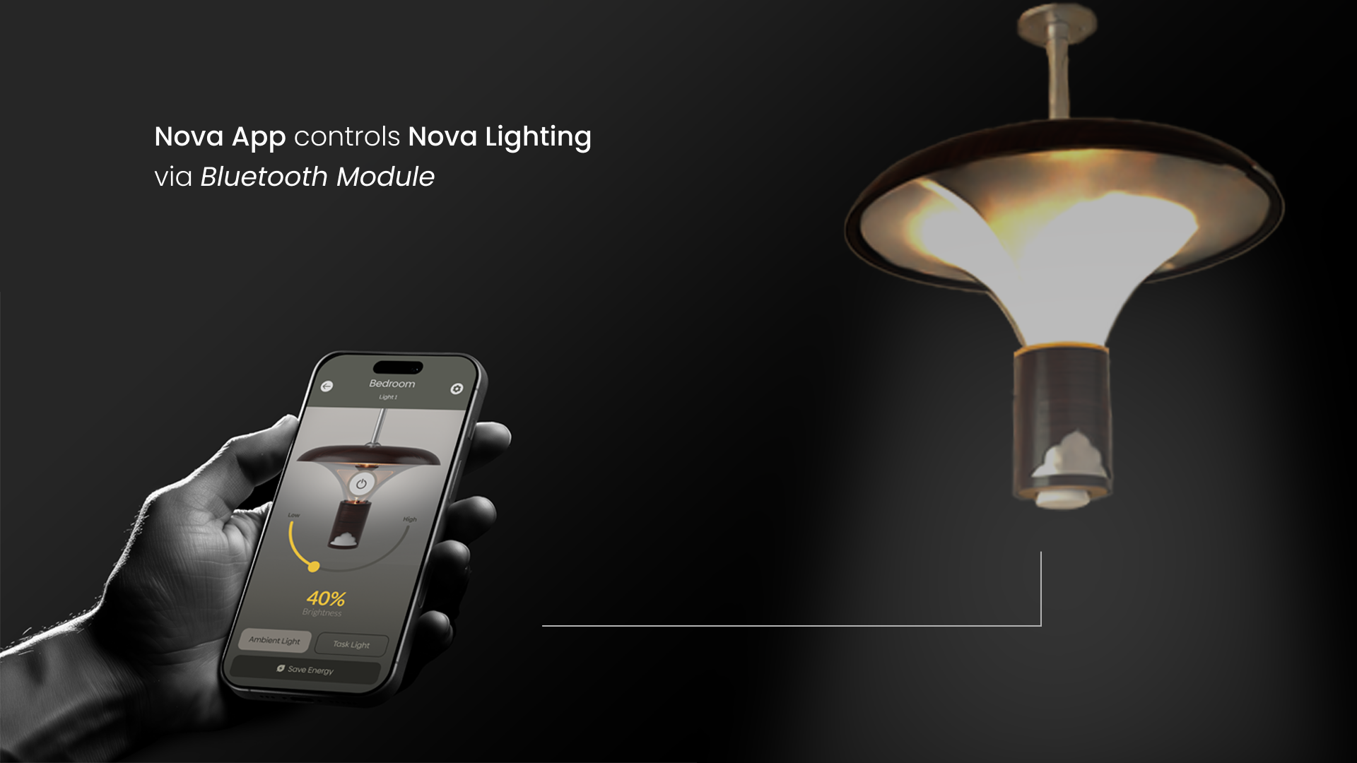 Nova app controlling the lamp over Bluetooth
